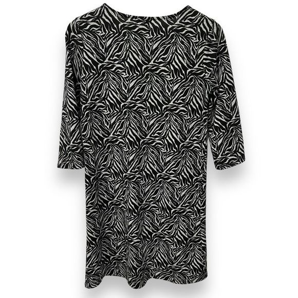 Tacera black and cream 3/4 sleeve dress with removable necklace size small - Picture 2 of 12